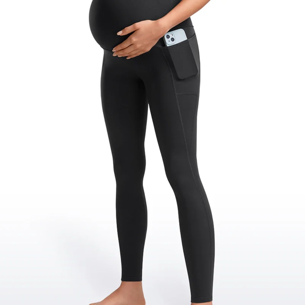 NWT CRZ Yoga Black Faux Leather Maternity Leggings